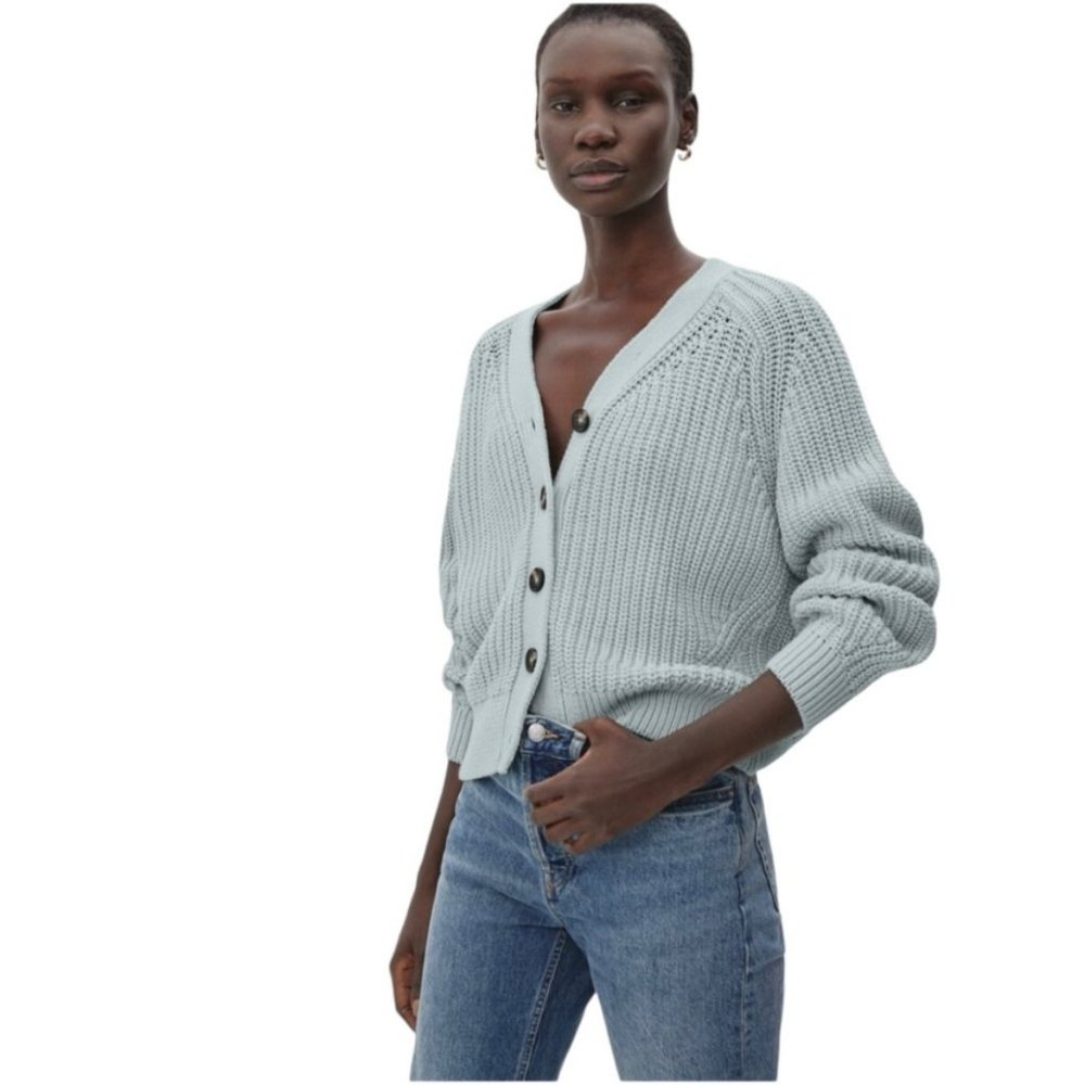 Everlane The Texture Cardigan in Ice Blue
